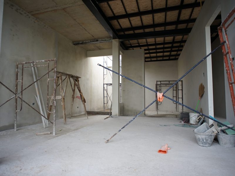 Perspective interior modern design of house under construction.